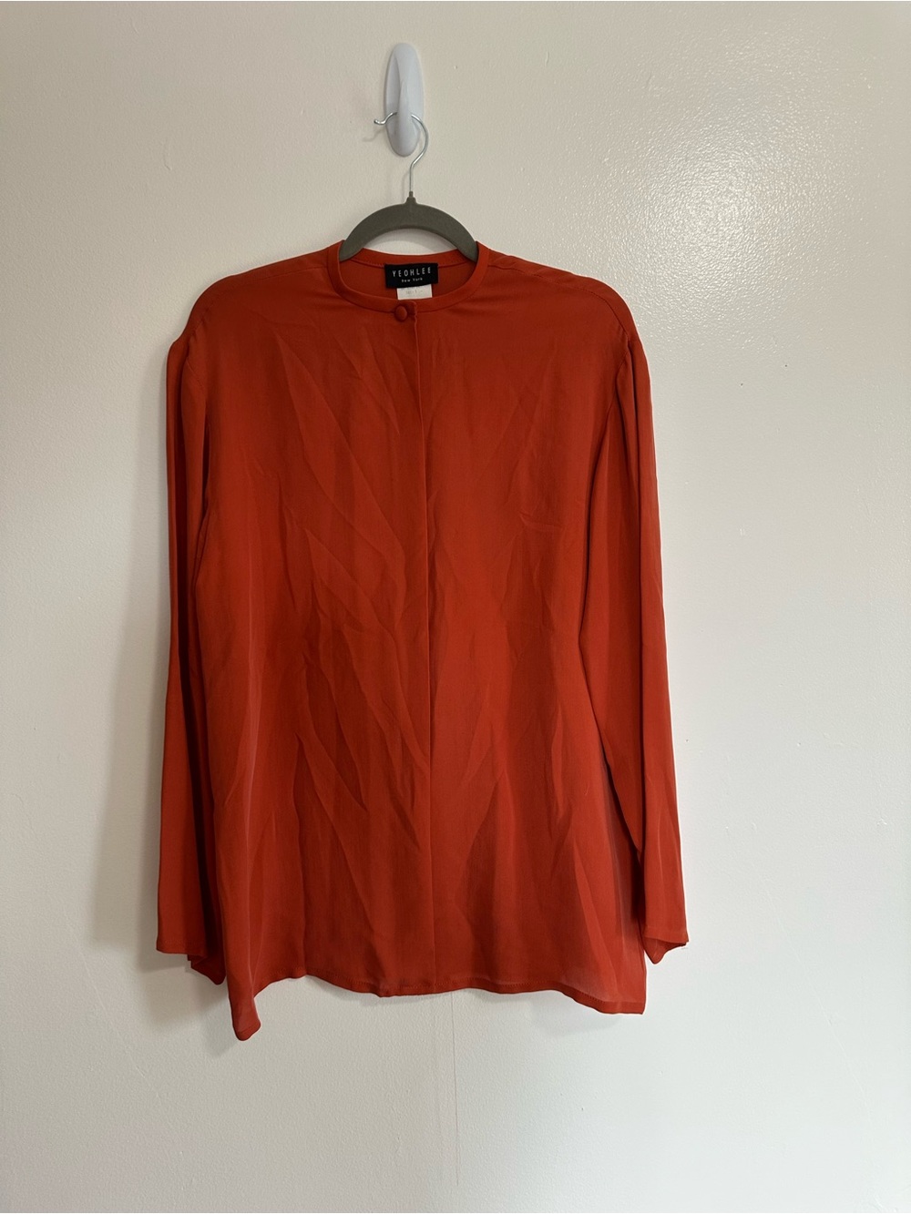 Vintage YEOHLEE New York Silk Tunic in Rust, Single Button Closure, Small